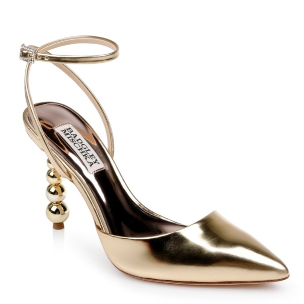 Badgley Mischka indie II stiletto heels metallic gold size 8.5 SOLD OUT